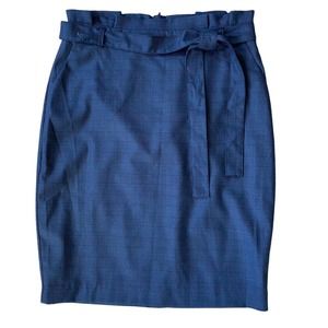 Banana Republic Womens 8P Gray Blue Career Plaid Skirt NEW